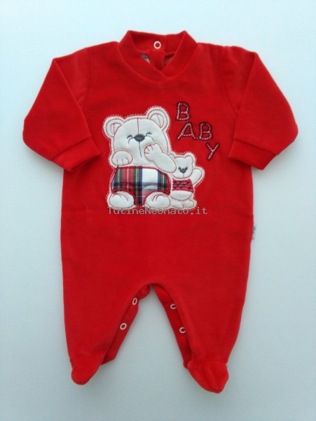 Picture baby chenille footie baby footie bear baby. Colour red, size 1-3 months Red Size 1-3 months
