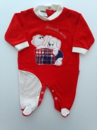 Picture baby footie chenille little mine. Colour red, size 1-3 months