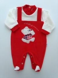 Picture baby footie chenille milk makes grow. Colour red, size 6-9 months