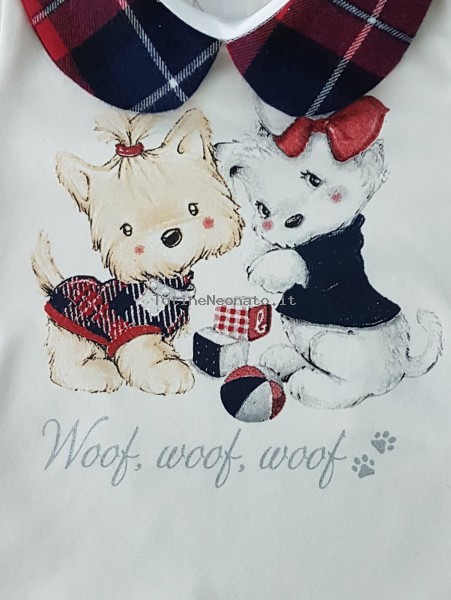 Image outfit cotton woof woof woof. Colour red, size 6-9 months 2