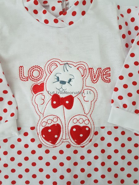 Image cotton baby footie jersey love papillon. Colour red, size 3-6 months 2