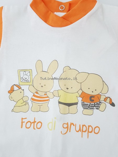 Picture baby footie outfit cotton jersey group photo. Colour orange, size 3-6 months 2
