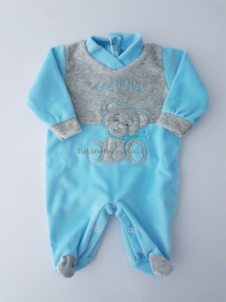 Chenille baby boy footie very tender baby footie. Colour turquoise, size 1-3 months Turquoise Size 1-3 months
