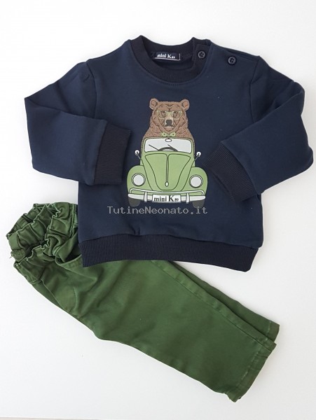 Image outfit cotton bear and car. Colour green, size 6-9 months Green Size 6-9 months