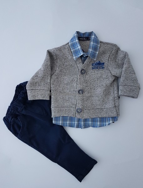 Image outfit cotton cardigan and pants. Colour blue, size 3-6 months Blue Size 3-6 months