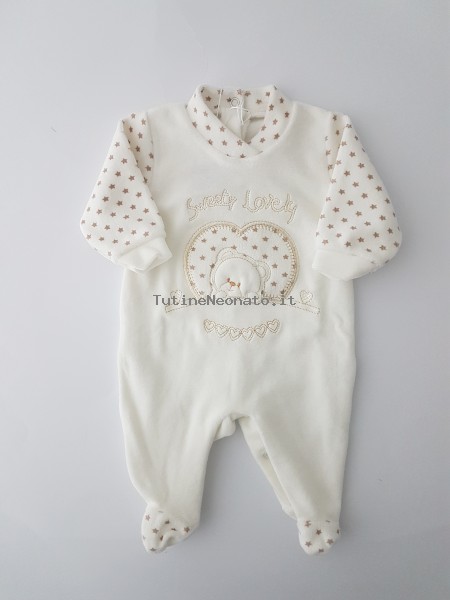 Chenille baby footie baby bear sweety lovely image of. Colour creamy white, size 1-3 months Creamy white Size 1-3 months