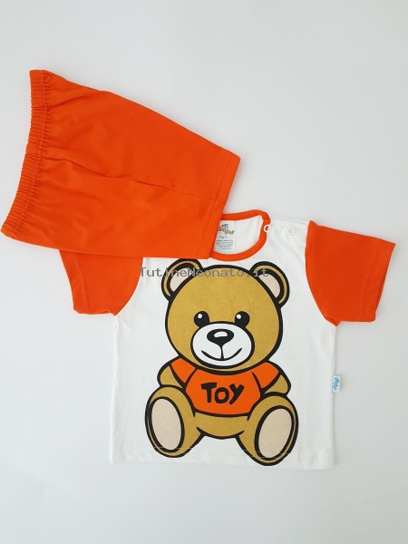 Picture baby footie cotton outfit jersey bear toy. Colour orange, size 9-12 months Orange Size 9-12 months
