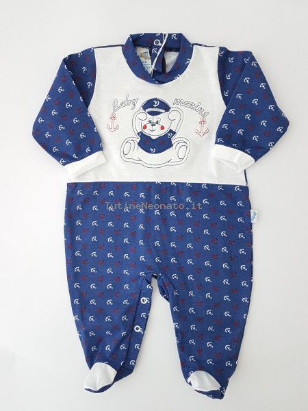 Image cotton baby footie jersey baby marins. Colour blue, size 1-3 months Blue Size 1-3 months