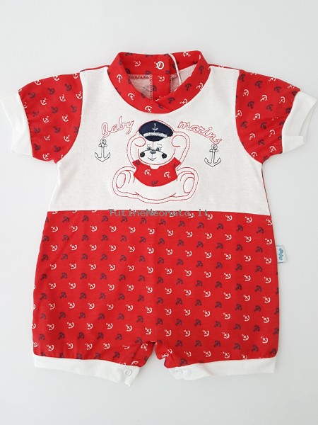 Picture baby footie cotton romper baby marins. Colour red, size 6-9 months Red Size 6-9 months