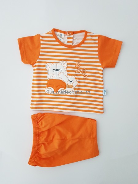 Picture baby footie cotton jersey outfit baby bears. Colour orange, size 3-6 months Orange Size 3-6 months
