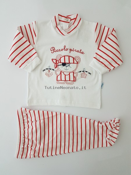 Picture baby footie outfit cotton small pirate. Colour red, size 6-9 months Red Size 6-9 months