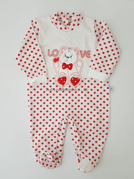 Image cotton baby footie jersey love papillon. Colour red, size 3-6 months Red Size 3-6 months