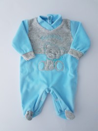 Chenille baby boy footie very tender baby footie. Colour turquoise, size 0-1 month