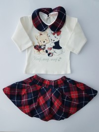 Image outfit cotton woof woof woof. Colour red, size 3-6 months