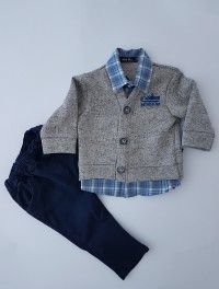 Image outfit cotton cardigan and pants. Colour blue, size 3-6 months