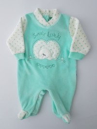 Chenille baby footie baby bear sweety lovely image of. Colour green, size 0-1 month