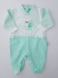 Image cotton baby footie jersey love. Colour green, size 0-1 month