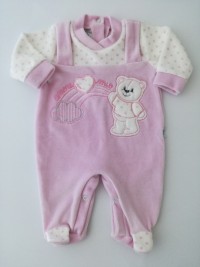 Image baby footie chenille baby bear and rainbow. Colour pink, size 0-1 month