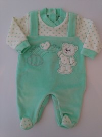 Image baby footie chenille baby bear and rainbow. Colour green, size 0-1 month