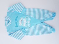 Picture baby footie love you stripes. Colour turquoise, size 3-6 months