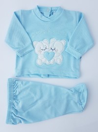 Picture baby footie outfit clinic piquè small friends. Colour light blue, size 3-6 months