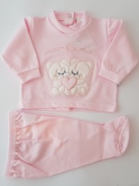 Picture baby footie outfit clinic piquè small friends. Colour pink, size 3-6 months