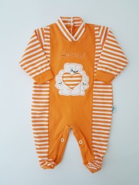 Picture baby footie jersey loves. Colour orange, size 3-6 months