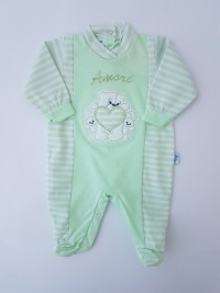 Picture baby footie jersey loves. Colour pistacchio green, size 3-6 months