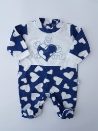 Image cotton baby footie jersey my heart. Colour blue, size 0-1 month