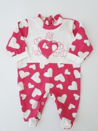 Image cotton baby footie jersey my heart. Colour coral pink, size 6-9 months