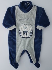 Image baby footie chenille cuddly. Colour blue, size 0-1 month