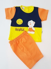 Baby footie image outfit cotton jersey sun smile. Colour orange, size 6-9 months