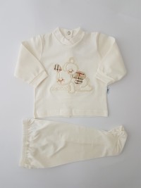 Image baby footie outfit cotton puppies. Colour creamy white, size 3-6 months