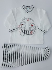 Image baby footie cotton outfit baby marins. Colour blue, size 3-6 months