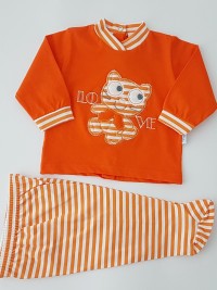 Image baby footie outfit cotton love. Colour orange, size 3-6 months
