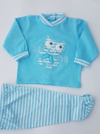 Image baby footie outfit cotton love. Colour turquoise, size 3-6 months
