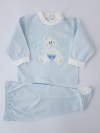 Baby footie image with ultra-soft cotton outfit. Colour light blue, size 3-6 months