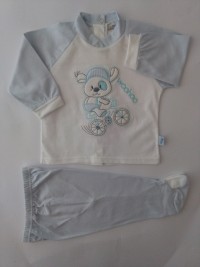 Image baby footie cotton outfit woohoo. Colour light blue, size 3-6 months