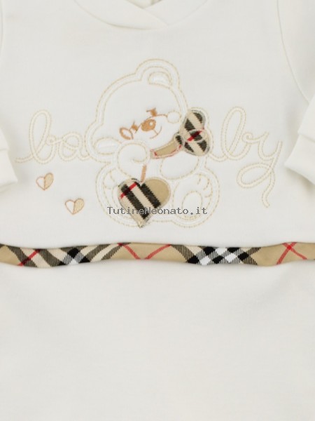 Image cotton baby footie interlock baby. Colour creamy white, size 0-1 month 2