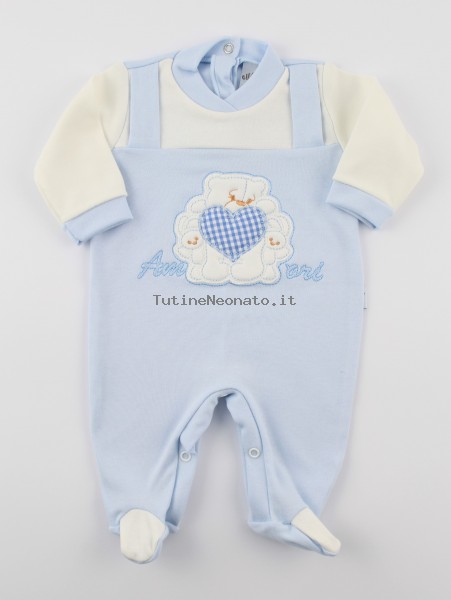 Image cotton baby footie interlock love footie. Colour light blue, size 1-3 months Light blue Size 1-3 months
