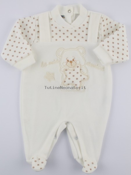 Picture baby footie chenille my star friend. Colour creamy white, size 1-3 months Creamy white Size 1-3 months