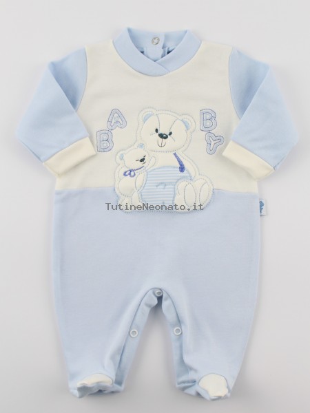 Image baby footie cotton interlock baby. Colour light blue, size 3-6 months Light blue Size 3-6 months