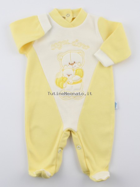 Baby footie cotton interlock picture gold dreams. Colour yellow, size 0-1 month Yellow Size 0-1 month