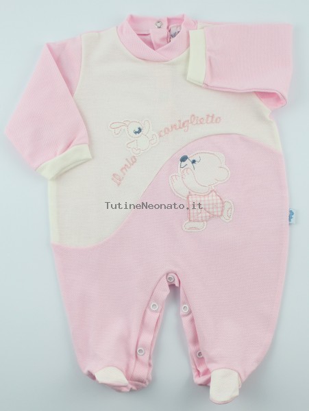 Image cotton baby footie pique my bunny. Colour pink, size 6-9 months Pink Size 6-9 months