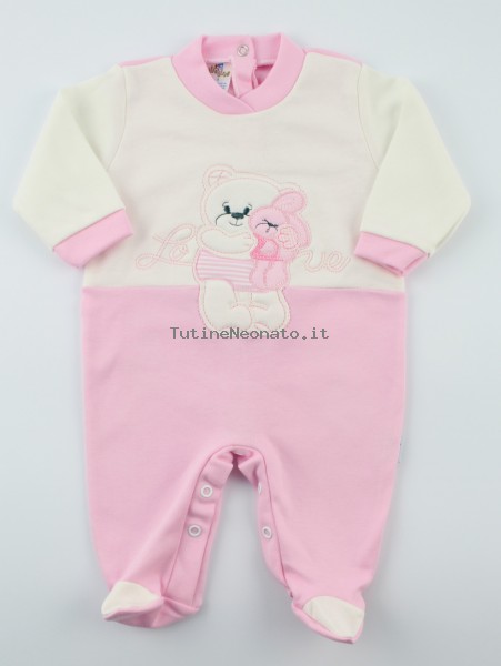 Image cotton baby footie interlock love. Colour pink, size 0-1 month Pink Size 0-1 month