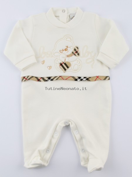 Image cotton baby footie interlock baby. Colour creamy white, size 3-6 months Creamy white Size 3-6 months