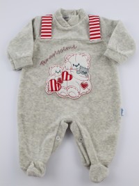 Baby image footie chenille cute puppies. Colour grey, size 6-9 months