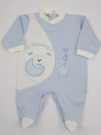 Image cotton baby footie interlock footie amour stars and moon. Colour light blue, size 0-1 month