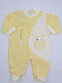 Image cotton baby footie interlock footie amour stars and moon. Colour yellow, size 1-3 months