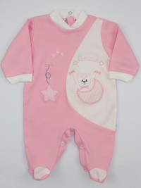 Image cotton baby footie interlock footie amour stars and moon. Colour pink, size 0-1 month